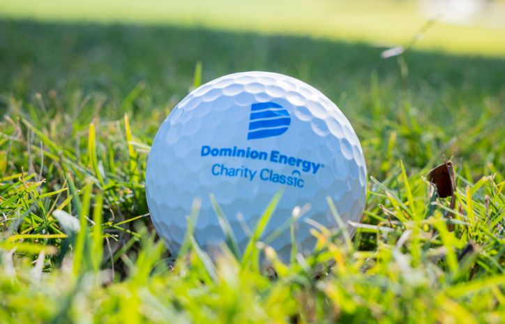 golf ball on grass used for Dominion Energy Charity Classic